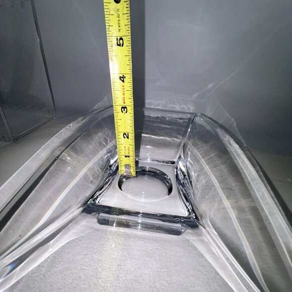 Nambe Crystal Planar Bowl 7"X13" Large Modernist Arched Centerpiece Elegant Vase - Picture 15 of 16